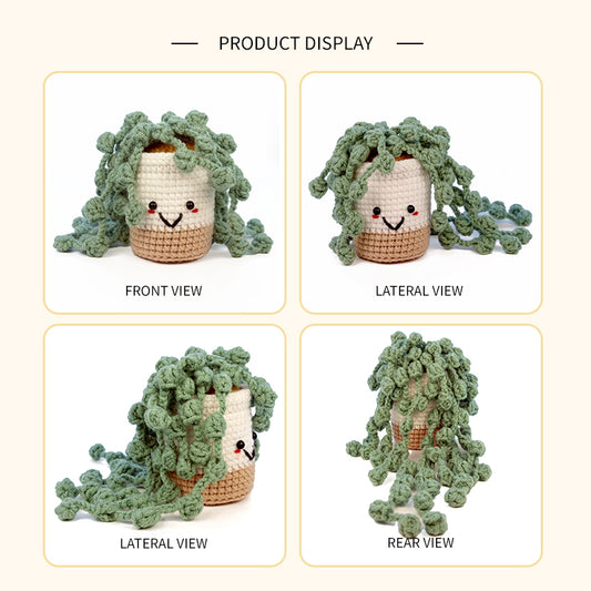 Crochet Hanging Plant Plush, Handmade Amigurumi Potted Succulent Decor Gift