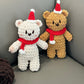 Two bears crochet Christmas scarf, bear doll material kit for hand knitting