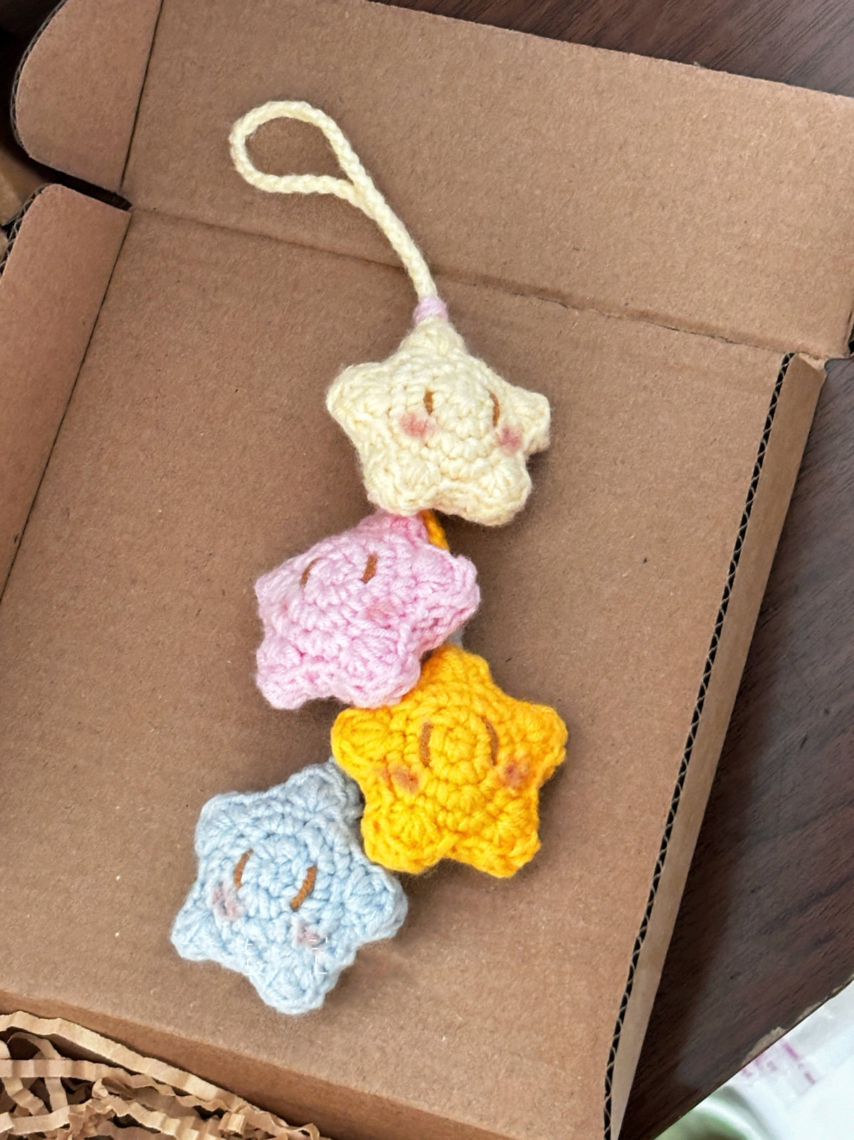 Cute little star pendant, handmade yarn, DIY crochet kit, crochet doll gift.