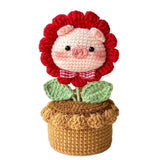 Flower Pig Potted Plant Milk Cotton Cute Doll DIY Craft Yarn Knitting Material Kit Gift