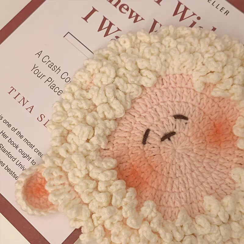Cute sheep coaster DIY kit, yarn, crochet hook, perfect gift for your best friend.