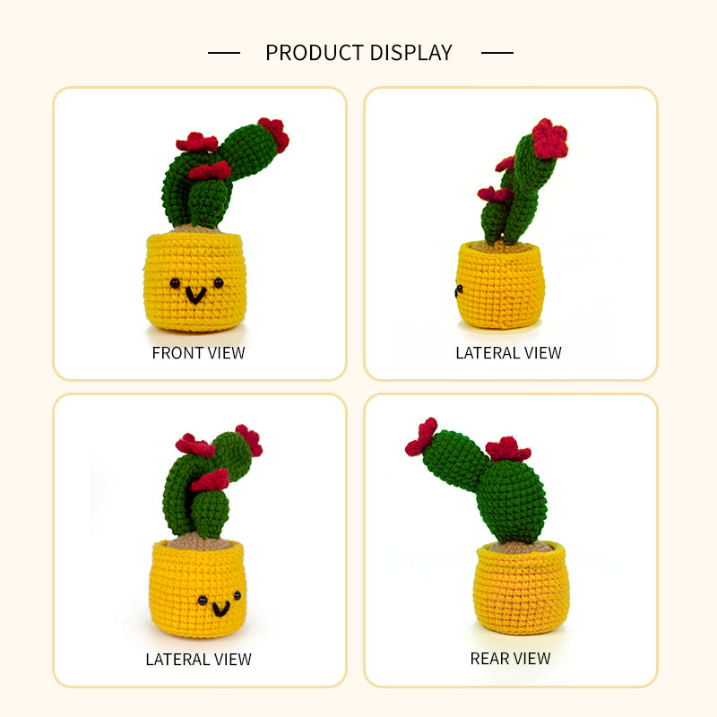 Crochet Cactus Plant Plush, Handmade Amigurumi Potted Decor Gift