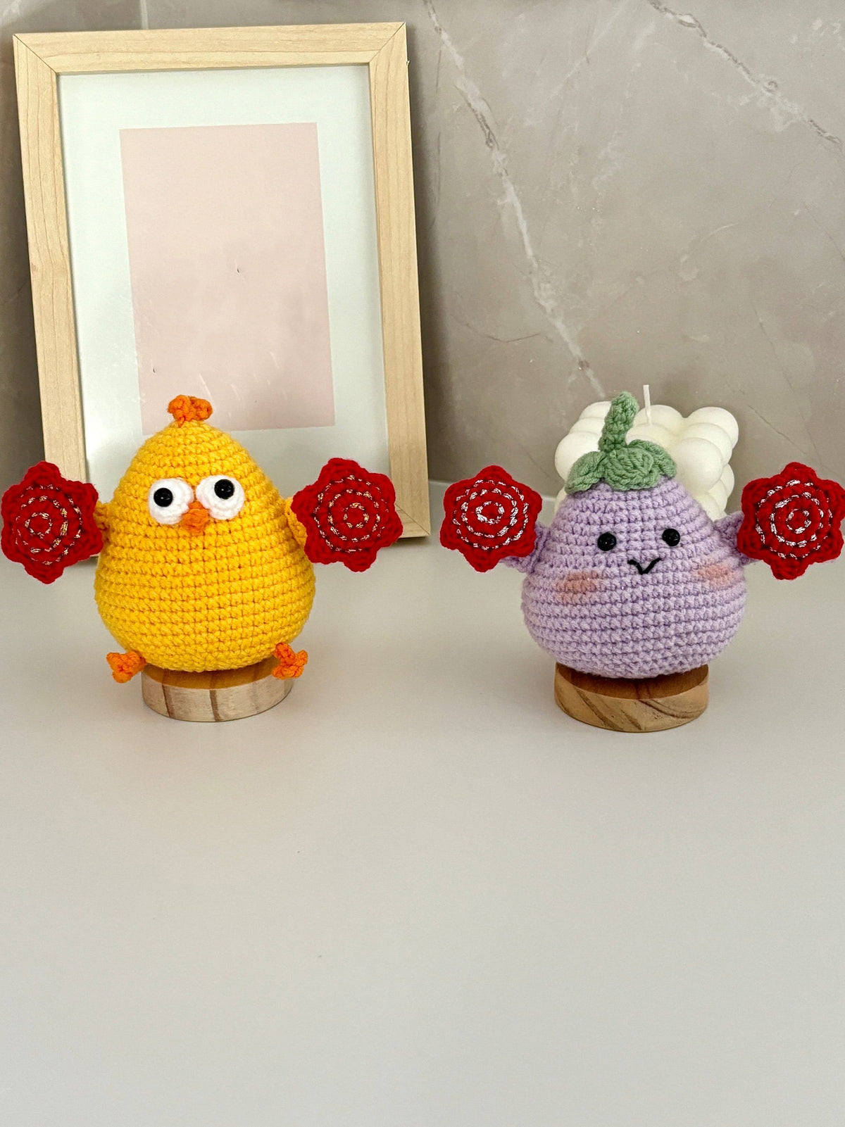 Eggplant doll crochet DIY kit, a gift for friends, a crocheted pendant bag.