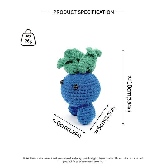 Funny Crochet Blue Plant Plush - Cute Amigurumi Vegetable Desk Decor