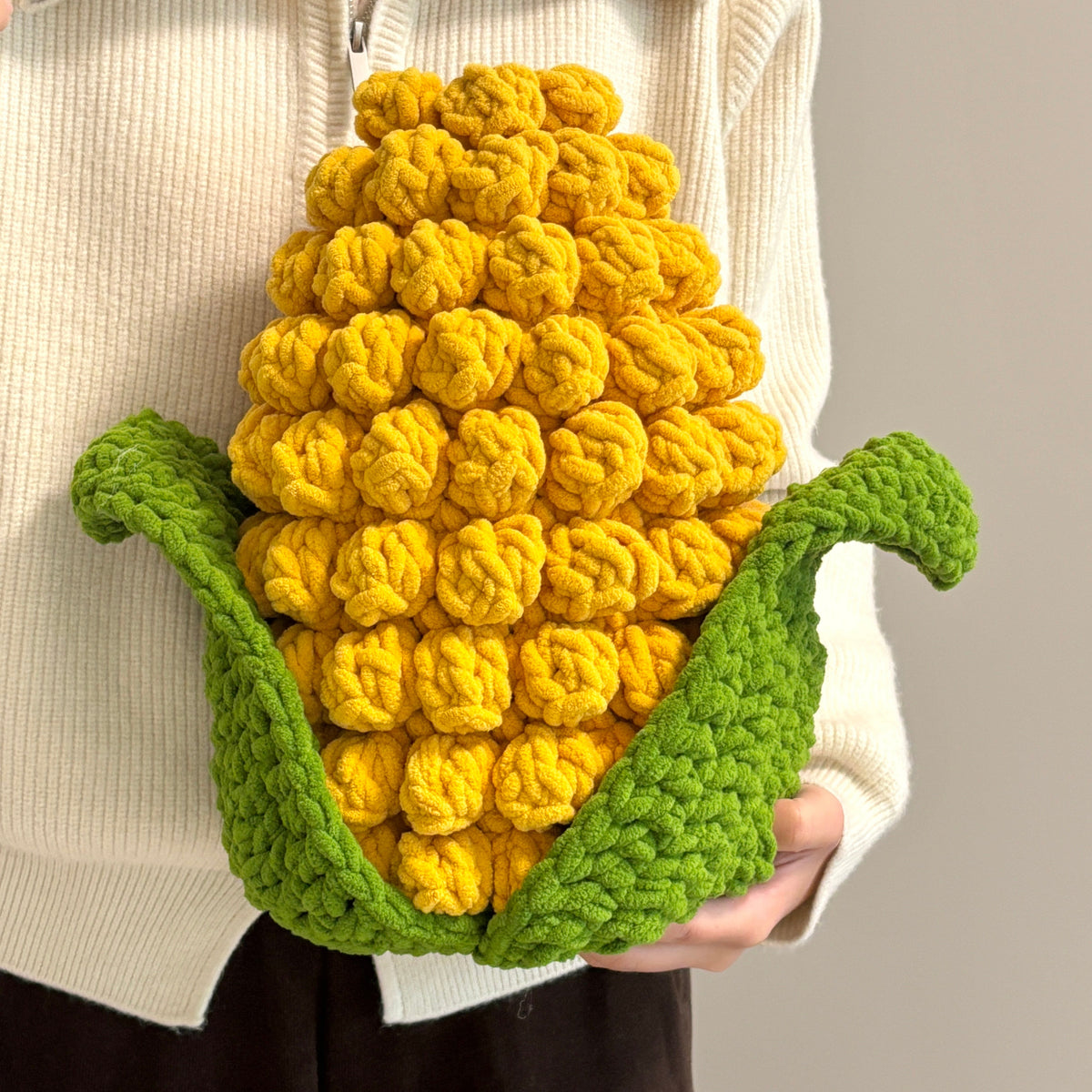 DIY Corn Pillow Crochet Kit with Ice Strip Yarn - New Handmade Knitting Material Kit - DIY Gift