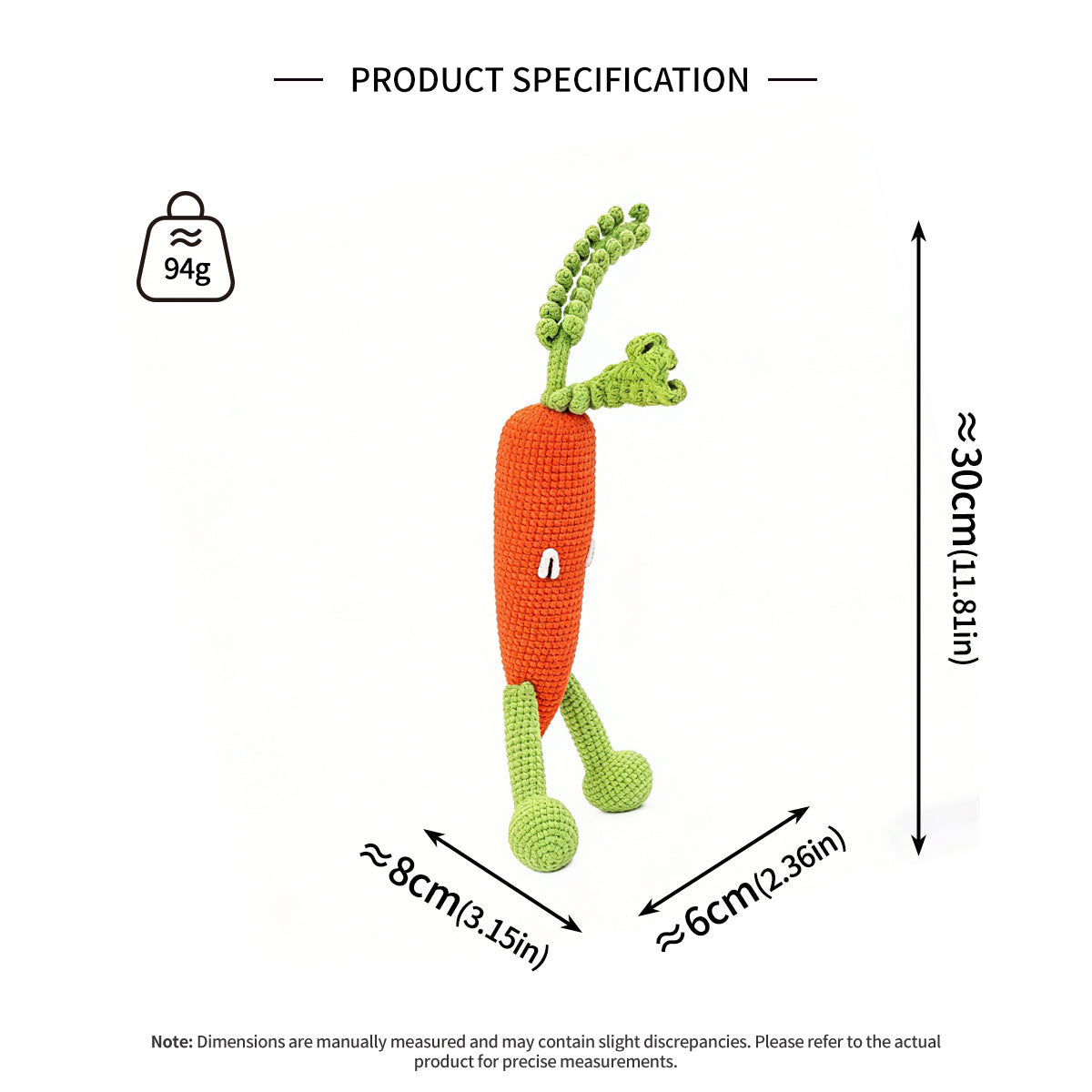 Funny Crochet Carrot Plush Toy - Quirky Amigurumi Root Vegetable Monster