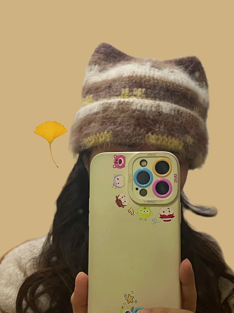 Hand-Knitted Wool Cat-Ear Hat — DIY Crochet Material Kit