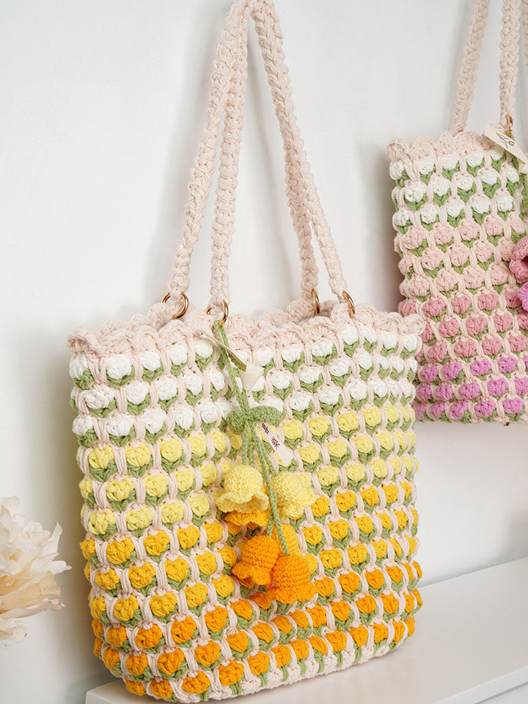 Large Gradient Tulip Handbag DIY Crochet Kit Gift