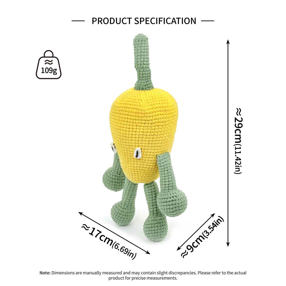 Funny Crochet Lemon Monster - Quirky Amigurumi Vegetable Desk Decor Gift