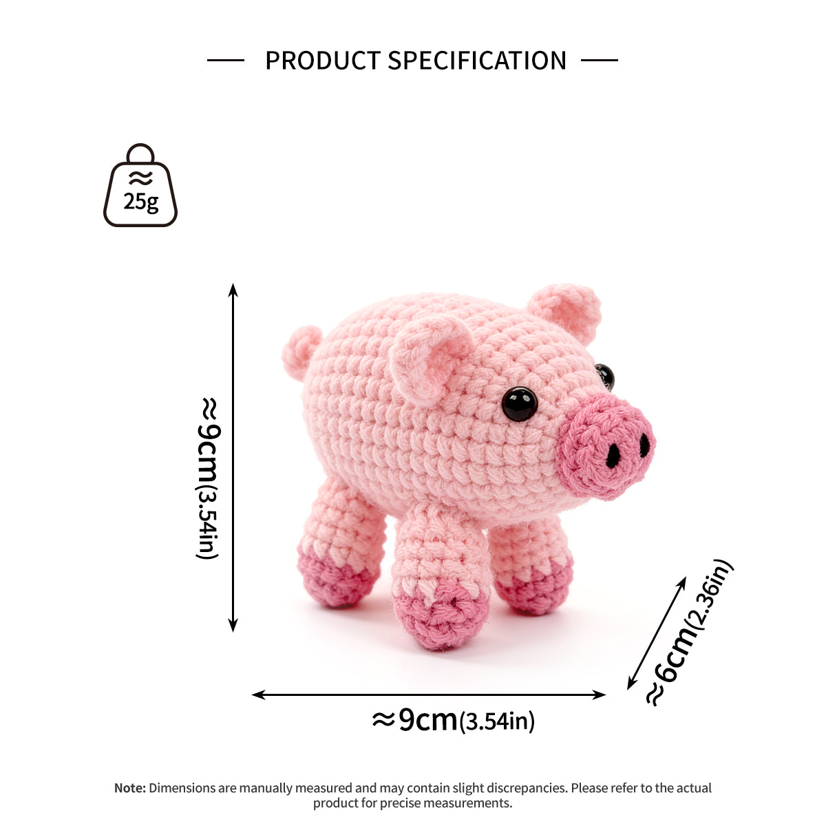 Handmade Crochet Pig Plush - Cute Amigurumi Farmhouse Nursery Decor Toy