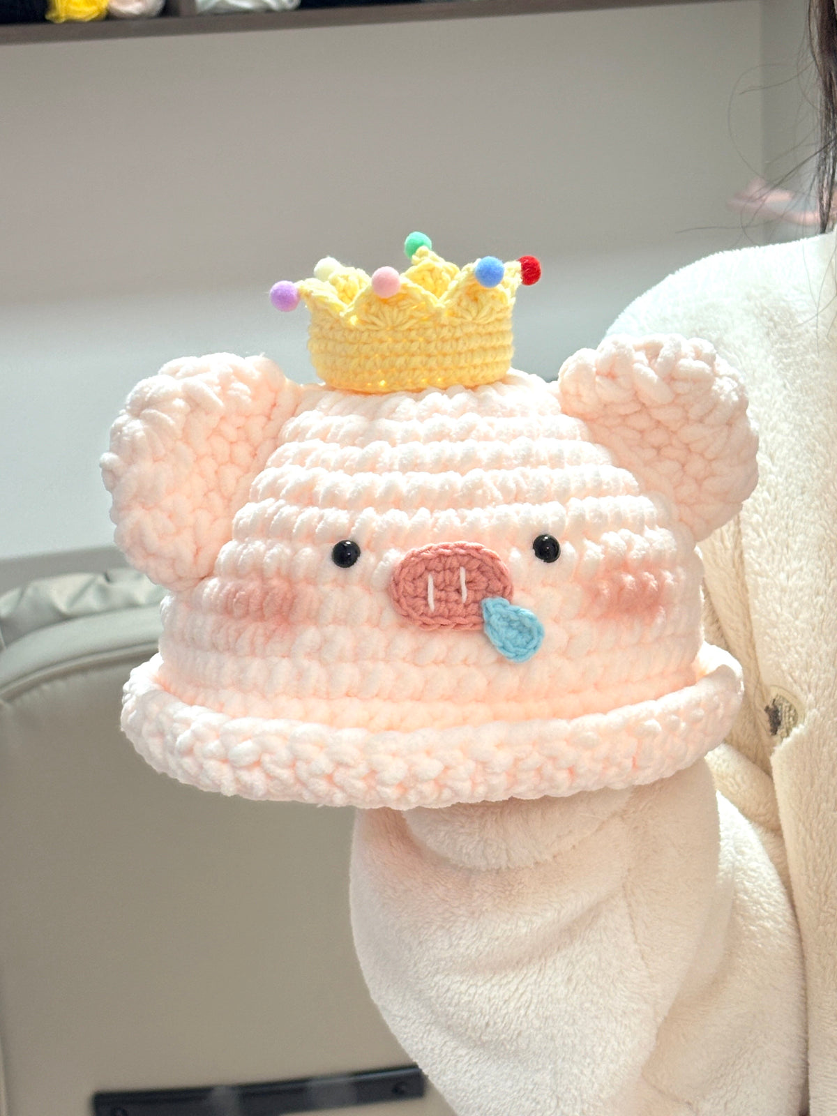 DIY Pig Hat Handmade Knitting DIY Material Kit Yarn Crochet Hook Cute Doll Crochet