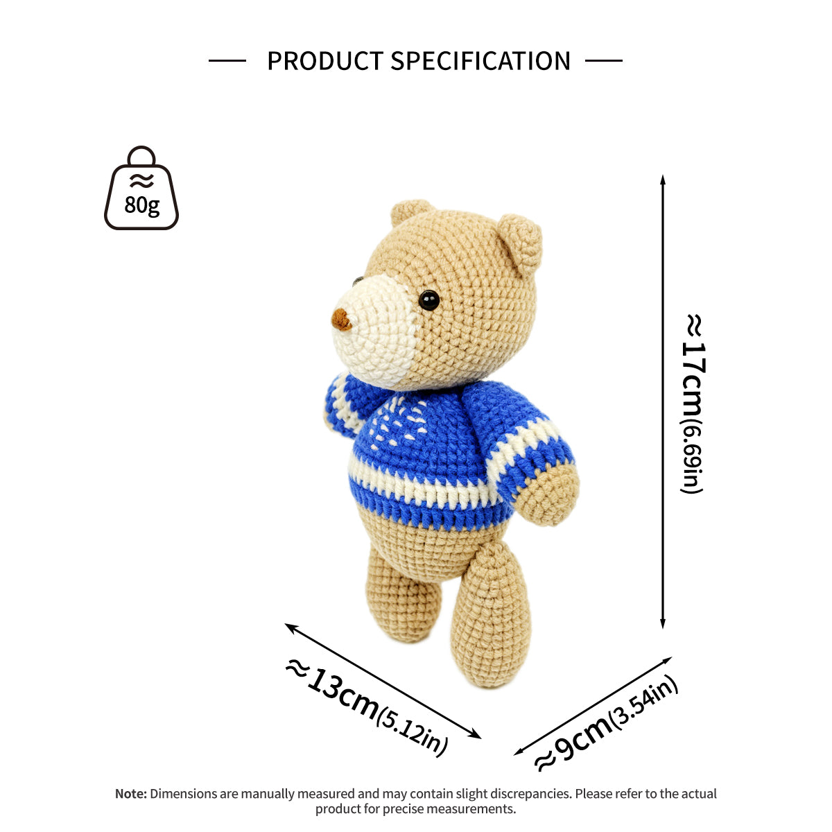 Handmade Crochet Teddy Bear - Cute Amigurumi Animal in Winter Sweater