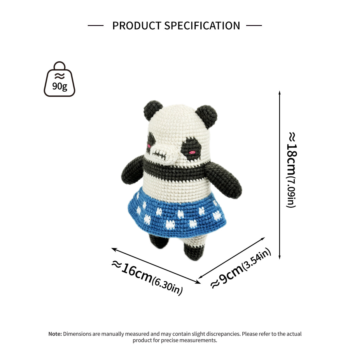 Funny Creepy Cute Panda Crochet Plush - Gothic Amigurumi Star Skirt Doll