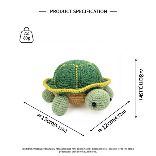 Handmade Crochet Turtle Plush - Cute Amigurumi Green Tortoise Nursery Decor