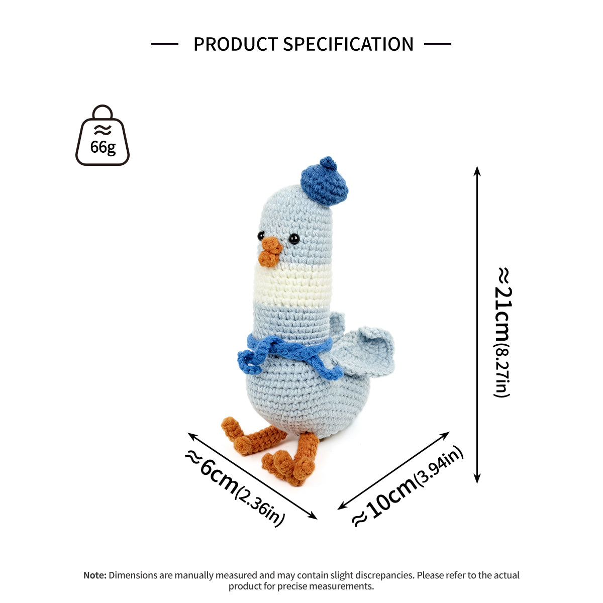 Funny Crochet Pigeon Plush - Cute Amigurumi City Bird Toy with Beret Hat
