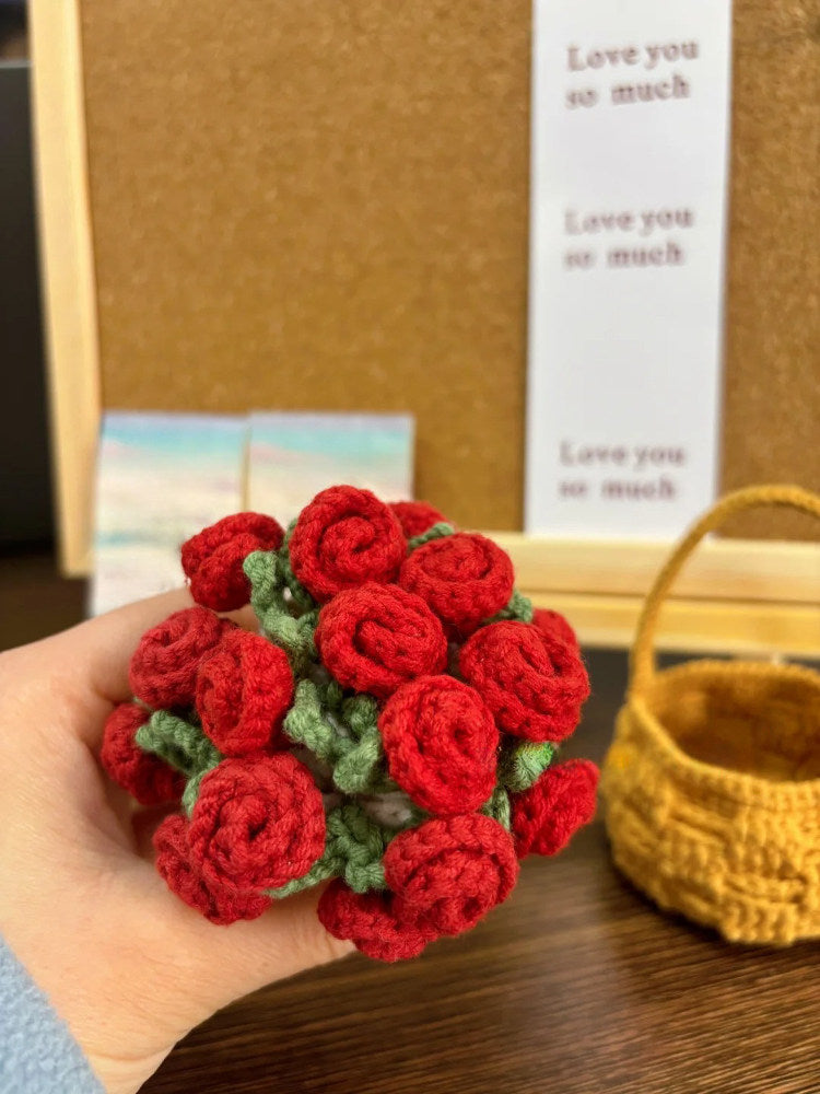 Mini rose bouquet coaster DIY knitting kit