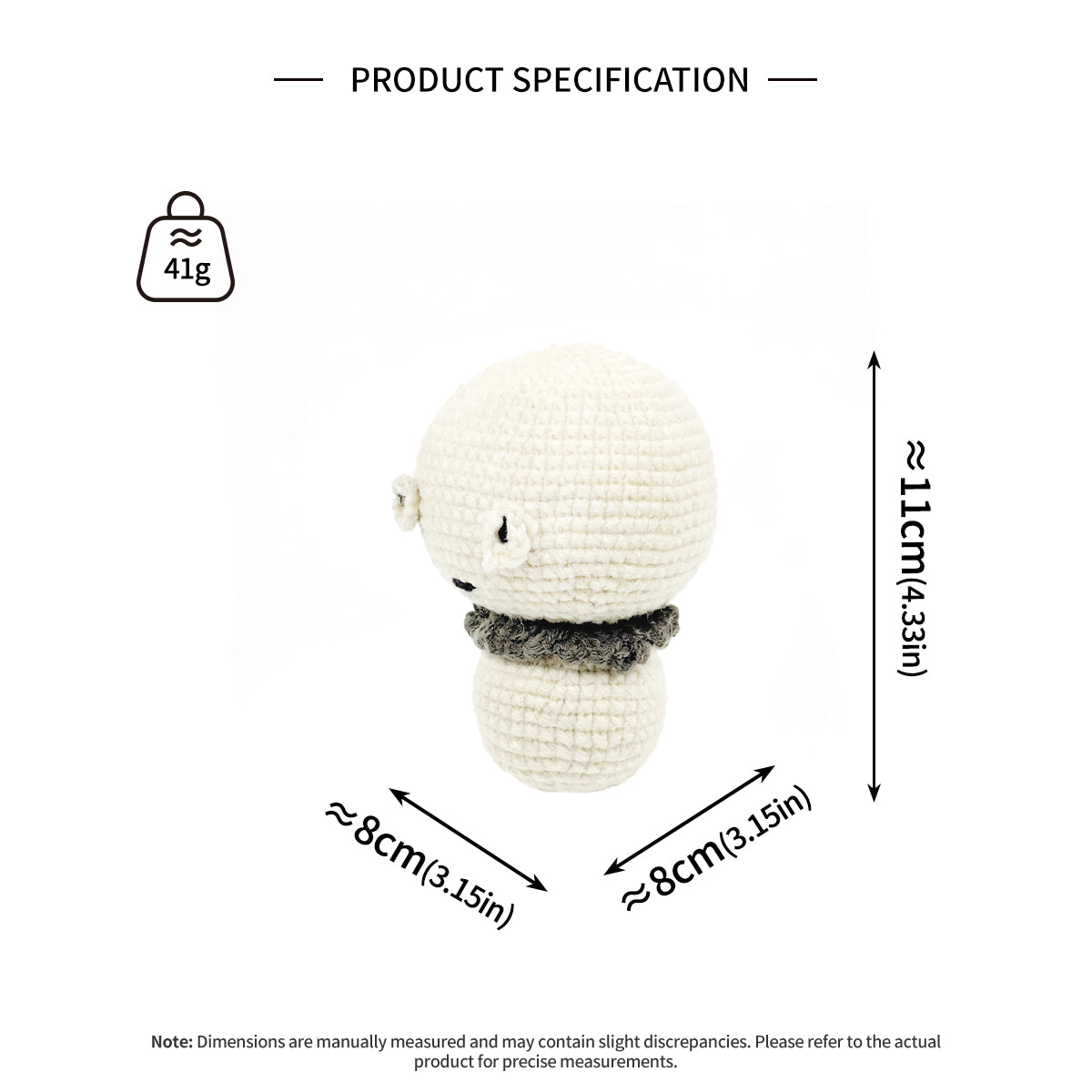 Funny Emotional Support Ghost Plush - Minimalist Amigurumi Desk Decor
