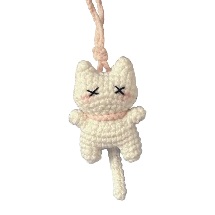 Working Cat Yarn Knitting Kit - DIY Crochet for Beginners - Fun Charm Keychain