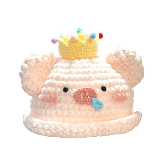 DIY Pig Hat Handmade Knitting DIY Material Kit Yarn Crochet Hook Cute Doll Crochet