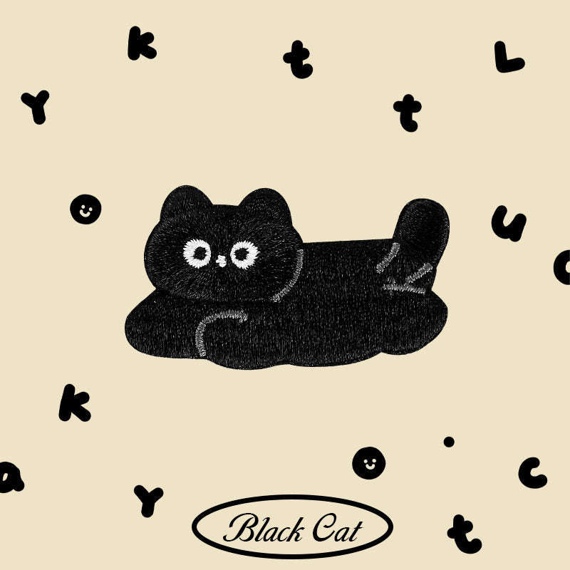 Cartoon Black Cat Embroidery Patch