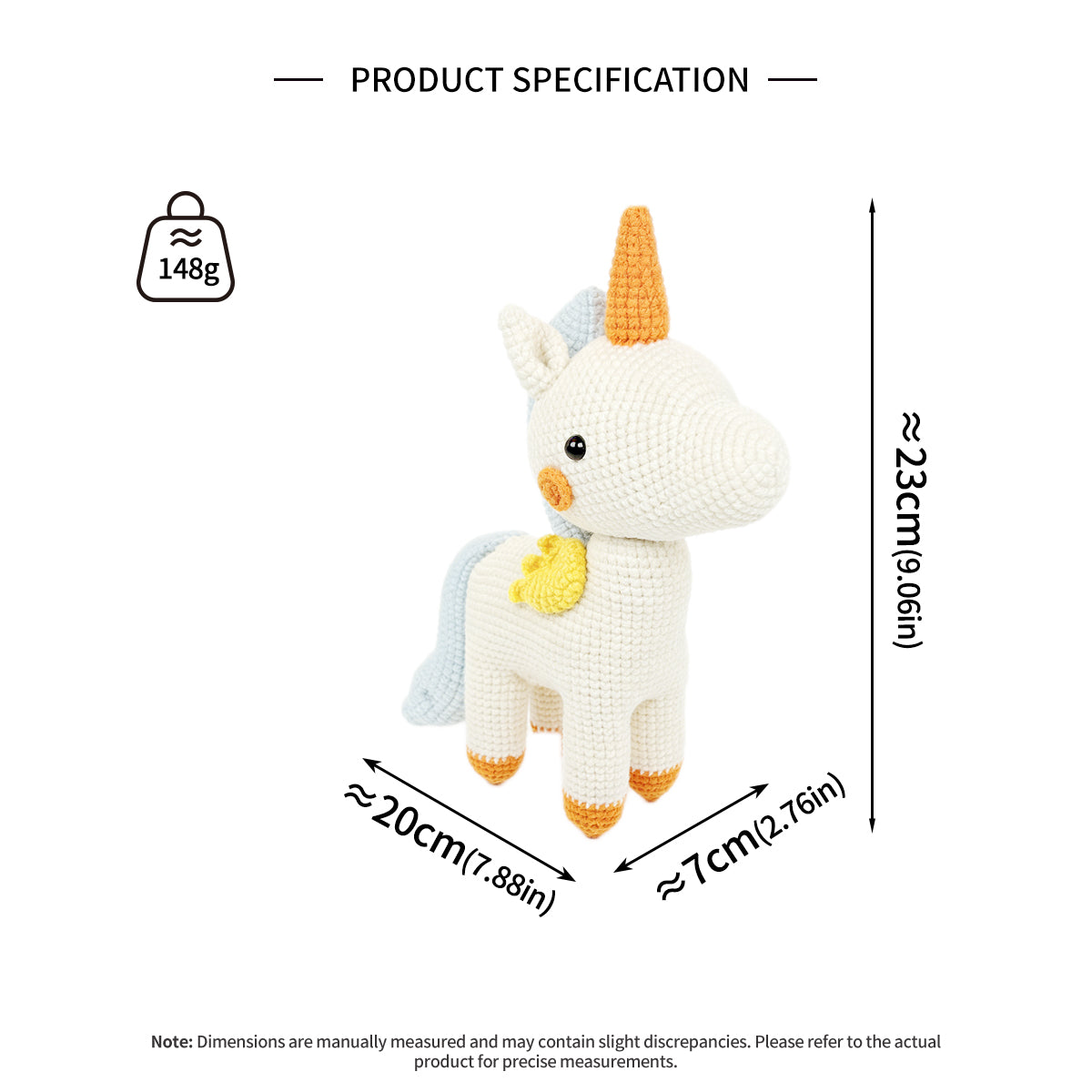 Handmade Crochet Unicorn Plush - Cute Amigurumi Magical Nursery Decor