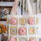 Camellia hand-knitted shoulder handbag diy material bag wool crochet granny bag gift homemade