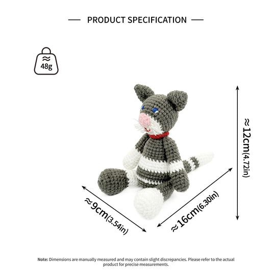 Funny Crochet Cat Plush - Quirky Amigurumi Grumpy Tabby Kitten Toy