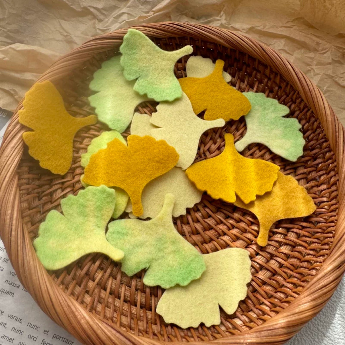Colorful Hand-Cut Ginkgo Leaf Felt Pieces