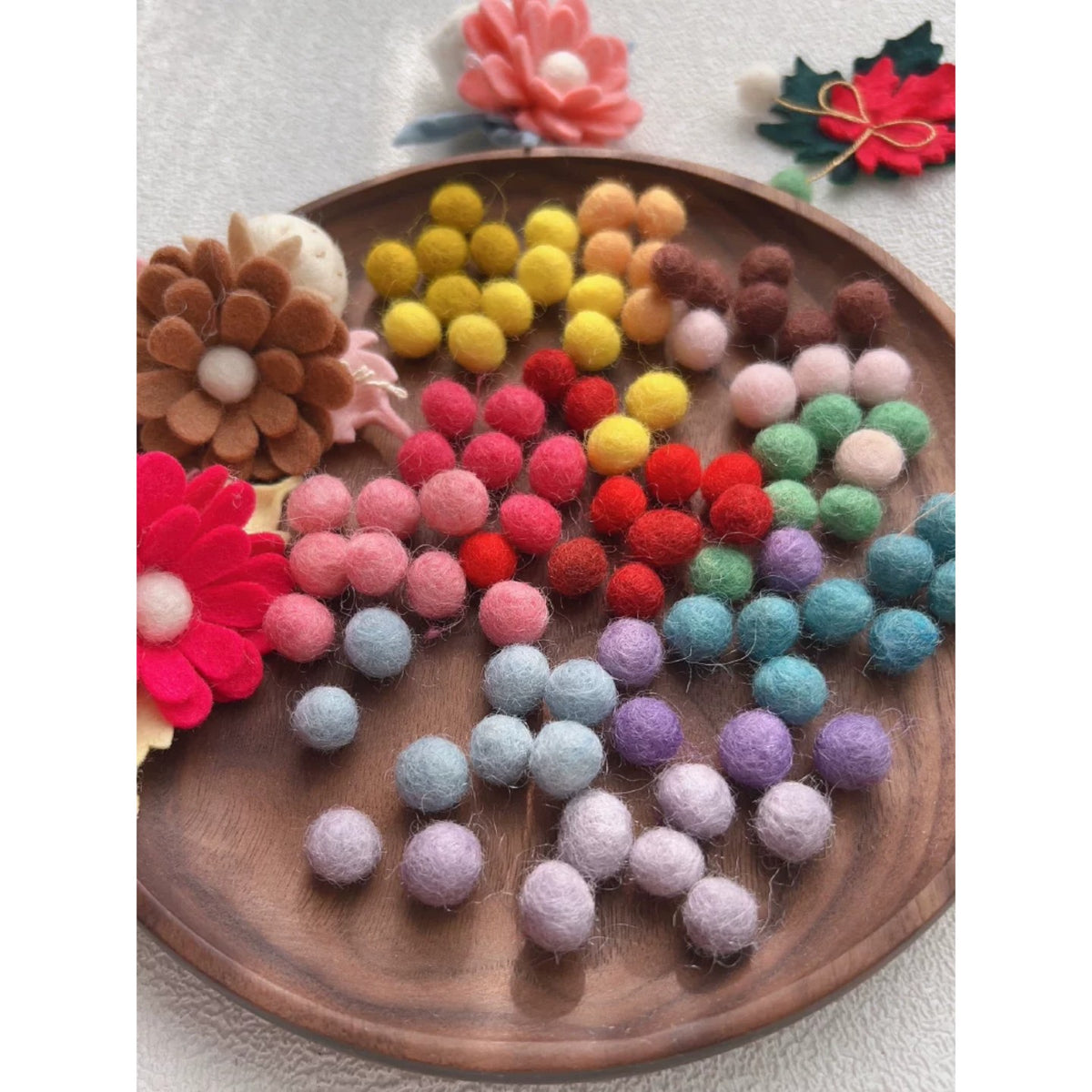 1 cm Colored Solid Wool Felt Balls