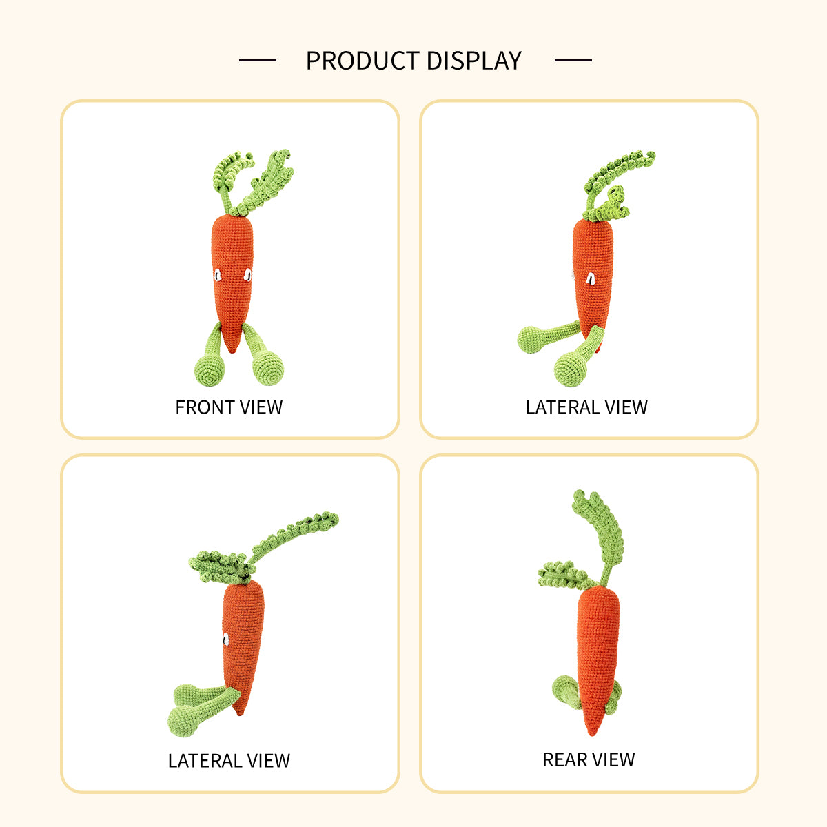 Funny Crochet Carrot Plush Toy - Quirky Amigurumi Root Vegetable Monster