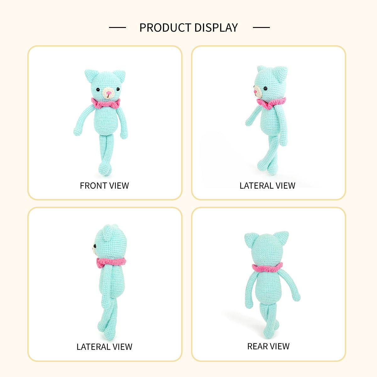 Handmade Crochet Cat Plush - Long Legged Amigurumi Kitten Nursery Decor