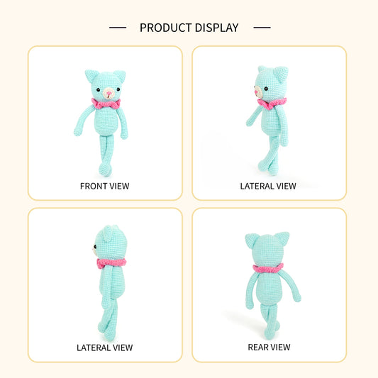 Handmade Crochet Cat Plush - Long Legged Amigurumi Kitten Nursery Decor