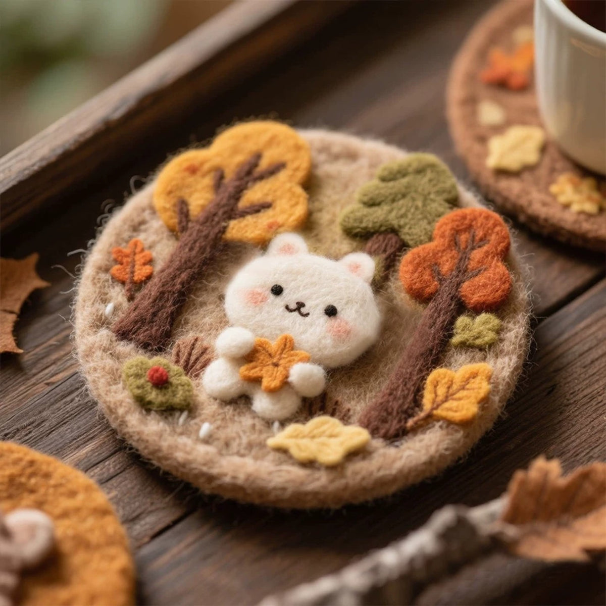 Cute Autumn Coaster Felting Kit