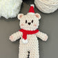 Two bears crochet Christmas scarf, bear doll material kit for hand knitting