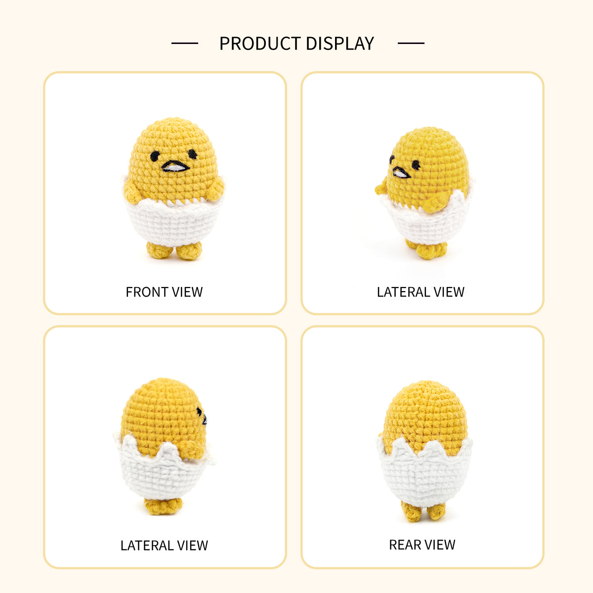 Funny Lazy Egg Crochet Plush - Grumpy Amigurumi Chick Desk Buddy Gift