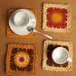 DIY crochet blue and white porcelain coaster kit; homemade Maillard yarn heat insulation mat gift for family friends