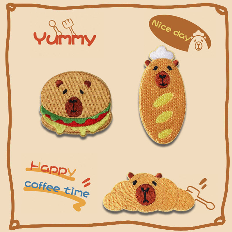 Hamburger Capybara Embroidery Patch