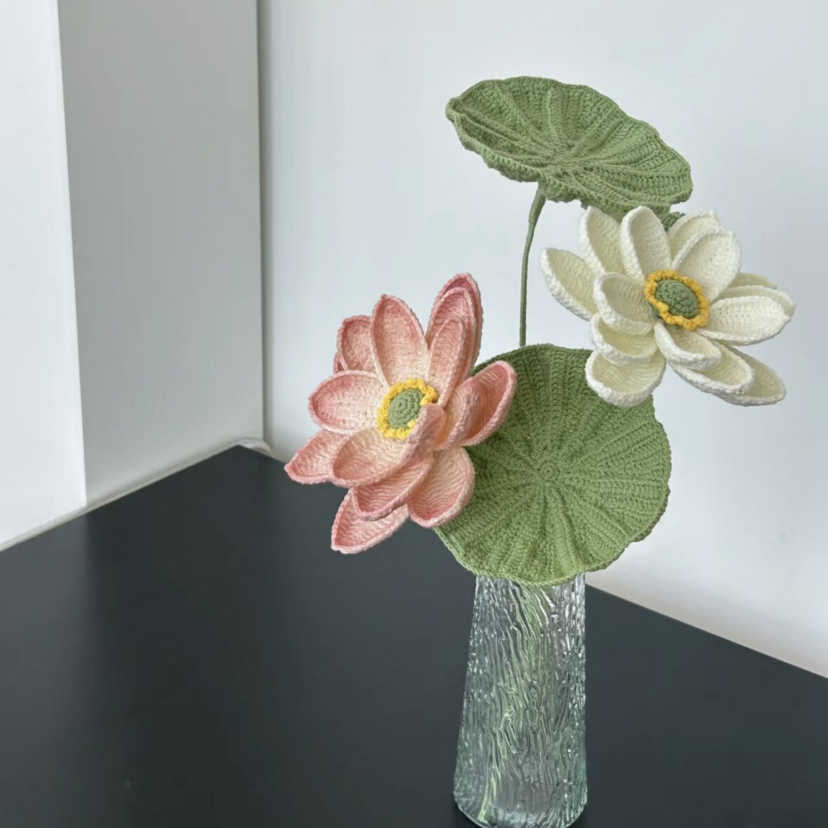 Lotus Flower DIY Woven Bouquet Knitting Kit with Crochet Hooks - Good Luck Preserved Flower Ornament Gift