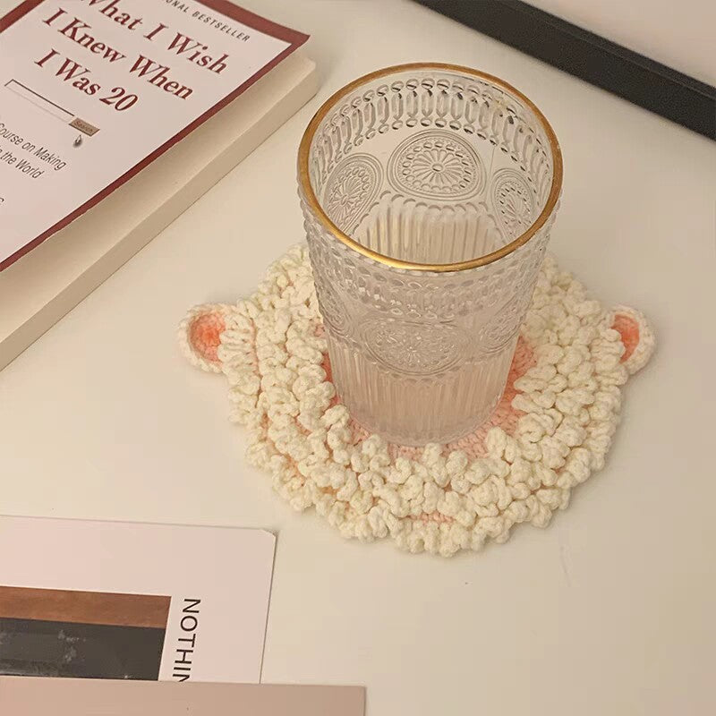 Cute sheep coaster DIY kit, yarn, crochet hook, perfect gift for your best friend.