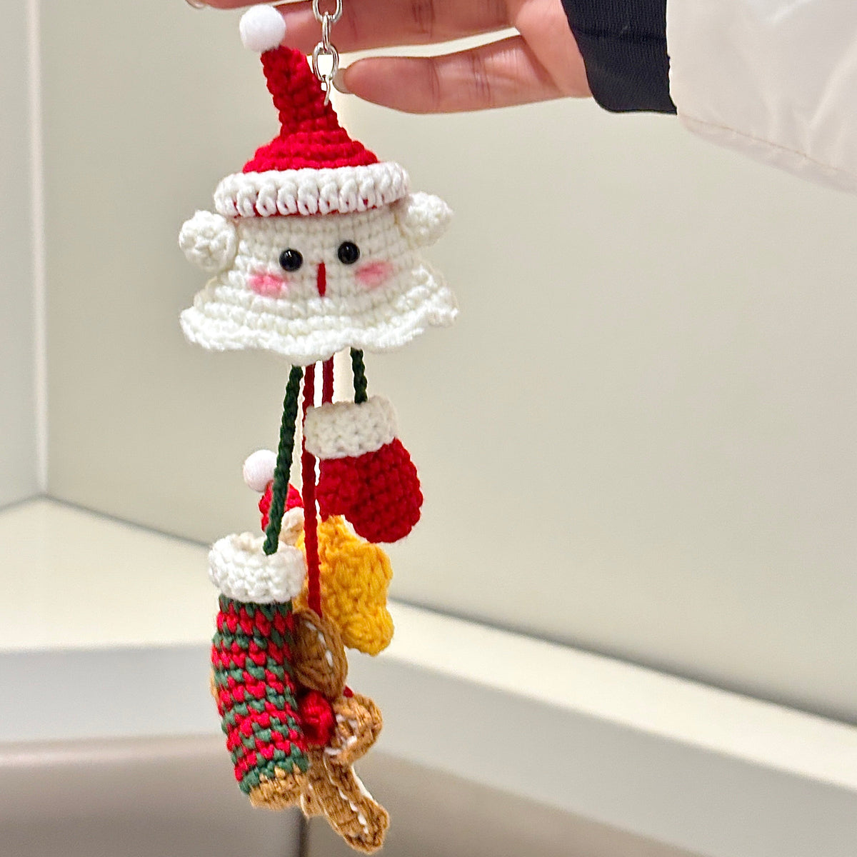 Christmas Ghost Gingerbread Man Ornament DIY Material Kit, Keychain, Crochet, Car Pendant