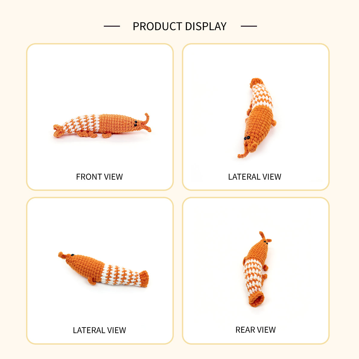 Funny Crochet Shrimp Plush - Silly Amigurumi Prawn Foodie Gag Gift