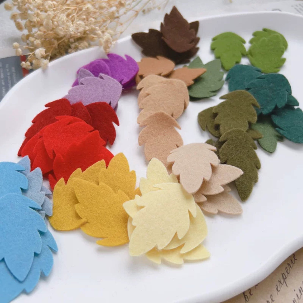 Colorful Basic Pure Wool Felt Fabric Leaves