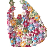 DIY Crochet Bag Material Kit with Yarn, Homemade Knitted Flower Shoulder Bag