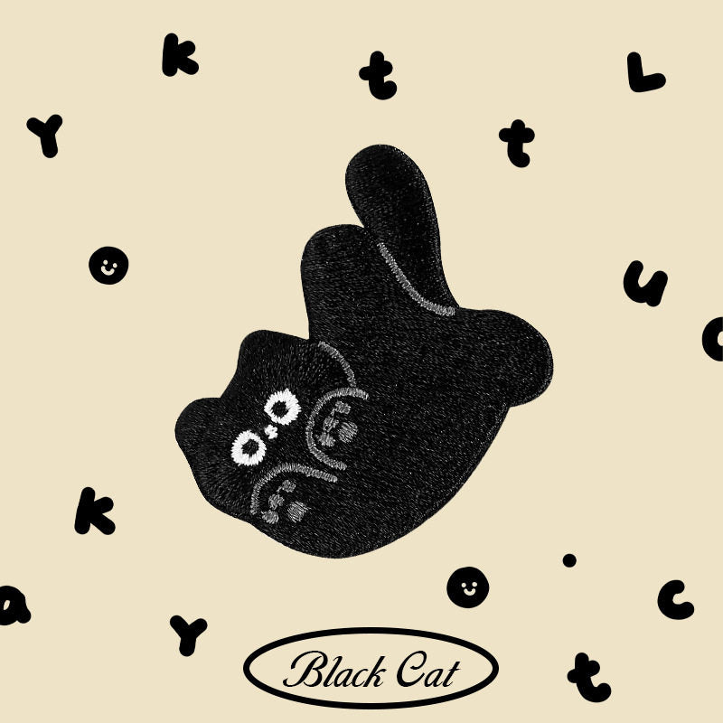 Cartoon Black Cat Embroidery Patch