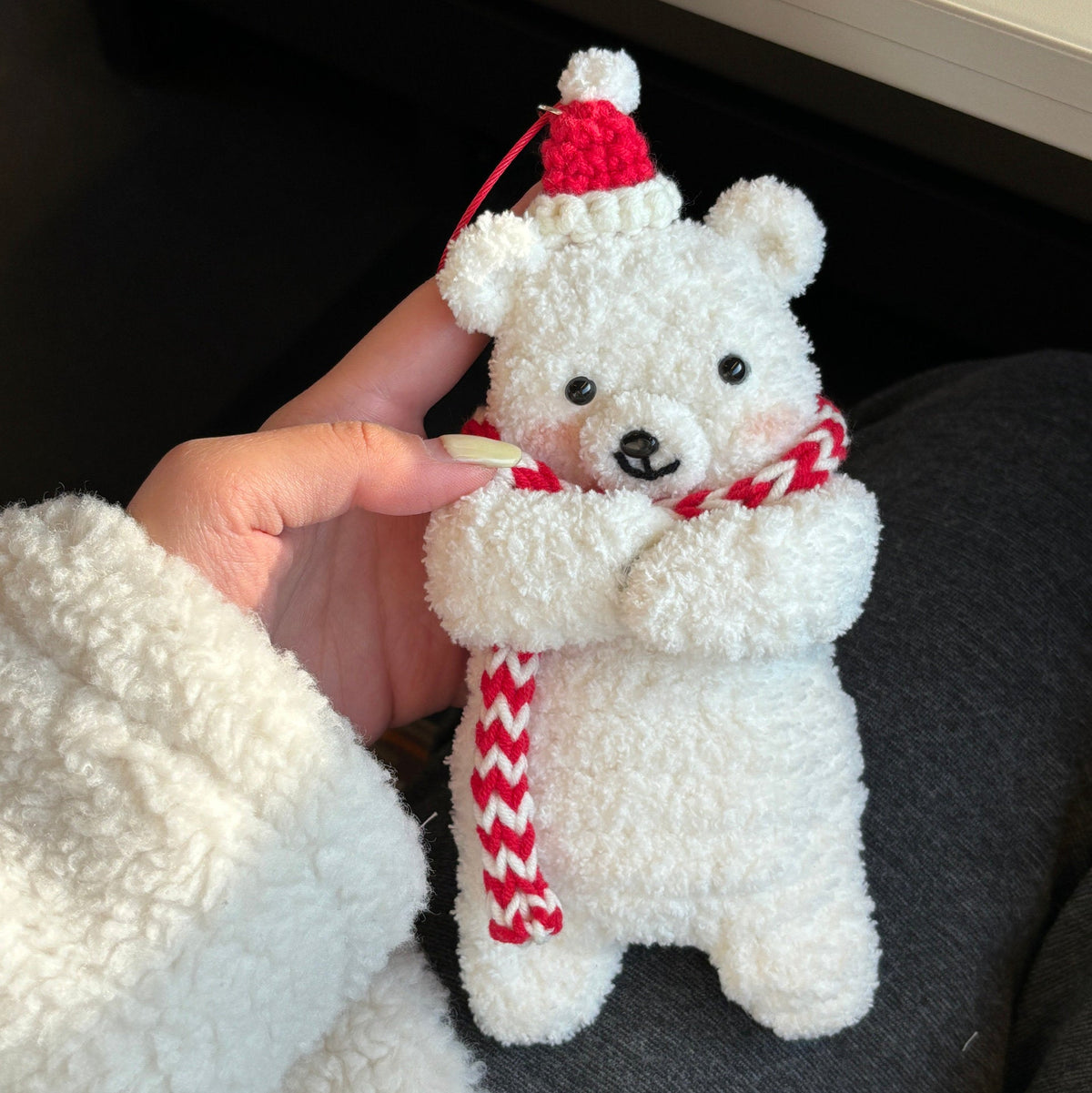 DIY teddy bear headphone bag knitting kit with yarn and crochet hooks