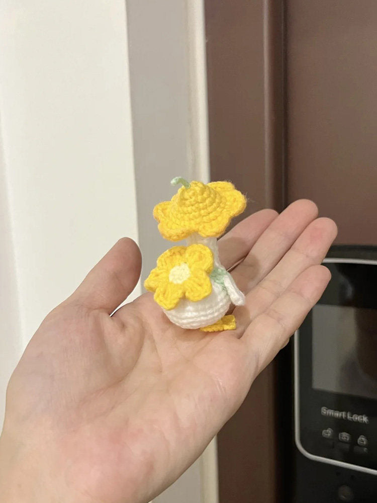Handmade DIY "Back-to-School Duck" Keychain — Crochet Kit (Yarn & Materials) — Knitted Doll Gift