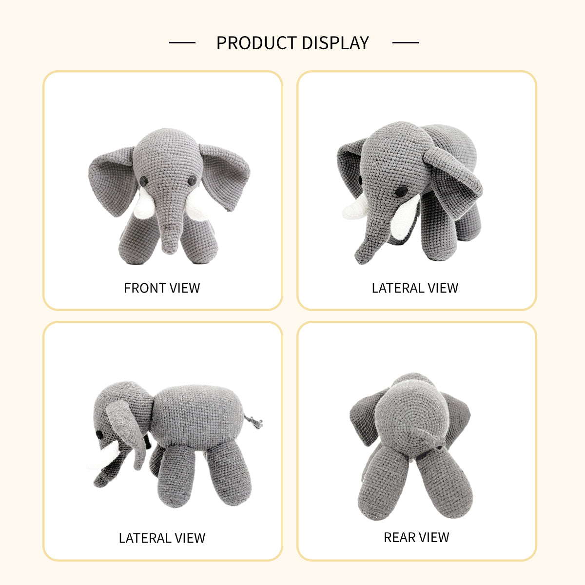 Handmade Crochet Elephant Plush - Cute Amigurumi Safari Nursery Decor