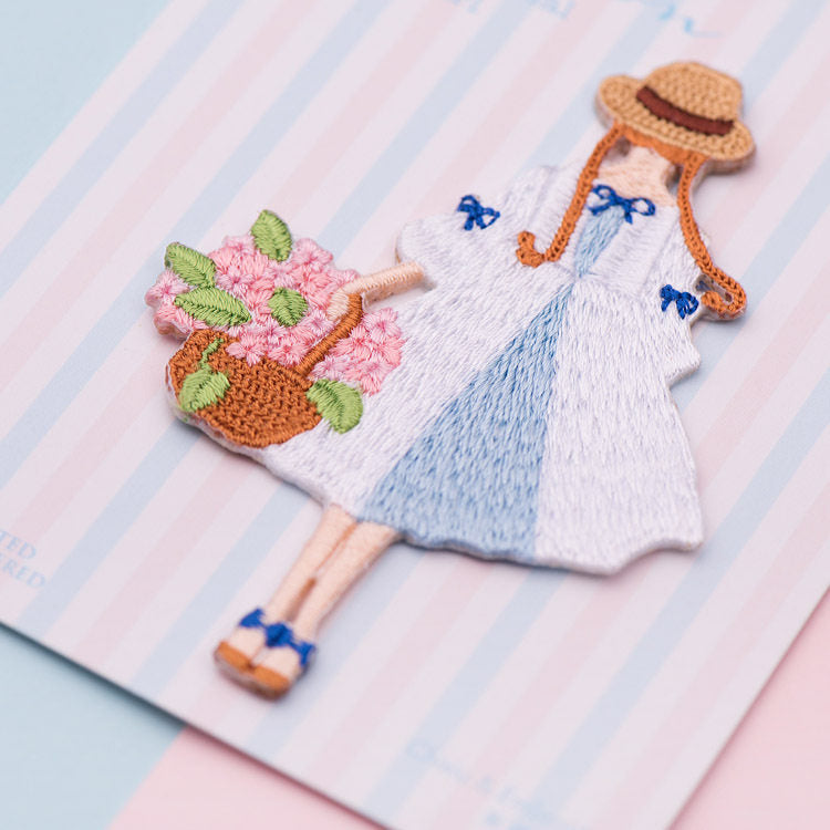 Girl with a Bouquet Embroidery Patch