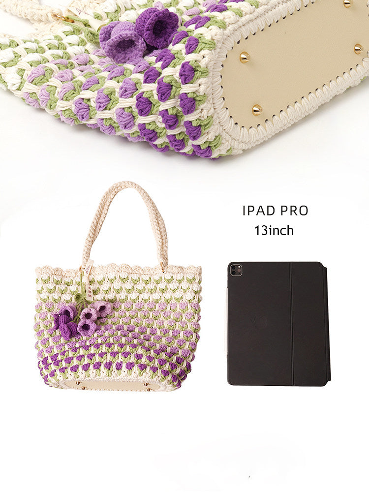 Large Gradient Tulip Handbag DIY Crochet Kit Gift