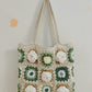 Camellia hand-knitted shoulder handbag diy material bag wool crochet granny bag gift homemade